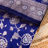 Royal Blue Pure Katan Silk Banarasi Saree with Silver Zari Floral Jaal