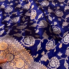 Royal Blue Pure Katan Silk Banarasi Saree with Silver Zari Floral Jaal