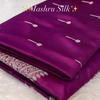 Wine Purple Mashru Silk Saree with Silver Zari Butta & Woven Border