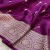 Wine Purple Mashru Silk Saree with Silver Zari Butta & Woven Border