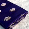 Royal Purple Banarasi Silk Saree with Silver Zari Floral Butta