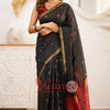 Trendy Black Cotton Silk Saree With Marvellous Blouse Piece