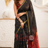 Trendy Black Cotton Silk Saree With Marvellous Blouse Piece