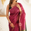 Marvellous  Dark Pink Cotton Silk Saree With Outstanding Blouse Piece
