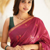 Marvellous  Dark Pink Cotton Silk Saree With Outstanding Blouse Piece