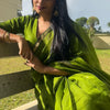 Enamoring Green Cotton Silk Saree With Snappy Blouse Piece