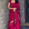 Deserving Dark Pink Cotton Silk Saree With Gorgeous Blouse Piece
