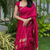 Deserving Dark Pink Cotton Silk Saree With Gorgeous Blouse Piece