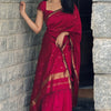 Deserving Dark Pink Cotton Silk Saree With Gorgeous Blouse Piece