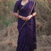 Pleasurable Purple Cotton Silk Saree With Imaginative Blouse Piece