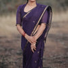 Pleasurable Purple Cotton Silk Saree With Imaginative Blouse Piece
