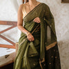 Precious Green Cotton Silk Saree With Gratifying Blouse Piece