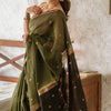 Precious Green Cotton Silk Saree With Gratifying Blouse Piece