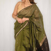 Precious Green Cotton Silk Saree With Gratifying Blouse Piece