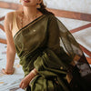 Precious Green Cotton Silk Saree With Gratifying Blouse Piece
