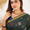 Flattering Green Cotton Silk Saree With Classy Blouse Piece