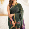 Super Extravagant Green Cotton Silk Saree With Stunner Blouse Piece