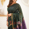 Super Extravagant Green Cotton Silk Saree With Stunner Blouse Piece