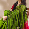 Opulent Green Cotton Silk Saree With Demanding Blouse Piece