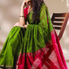 Opulent Green Cotton Silk Saree With Demanding Blouse Piece