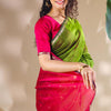 Opulent Green Cotton Silk Saree With Demanding Blouse Piece