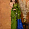 Invaluable Green Cotton Silk Saree With Vibrant Blouse Piece