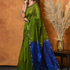 Invaluable Green Cotton Silk Saree With Vibrant Blouse Piece