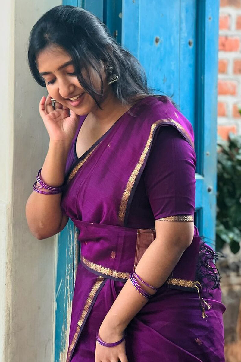 Confounding Magenta Cotton Silk Saree With Woebegone Blouse Piece