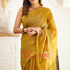 Glowing Mehndi Cotton Silk Saree With Attractive Blouse Piece
