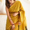 Glowing Mehndi Cotton Silk Saree With Attractive Blouse Piece