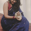 Exquisite Navy Blue Cotton Silk Saree With Ailurophile Blouse Piece