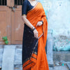 Enigmatic Orange Cotton Silk Saree With Panache Blouse Piece