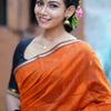 Enigmatic Orange Cotton Silk Saree With Panache Blouse Piece