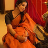 Luxuriant Orange Cotton Silk Saree With Sonorous Blouse Piece