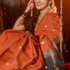Glorious Orange Cotton Silk Saree With Entrancing Blouse Piece