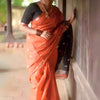 Glorious Orange Cotton Silk Saree With Entrancing Blouse Piece