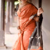 Glorious Orange Cotton Silk Saree With Entrancing Blouse Piece