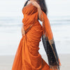Unique Orange Cotton Silk Saree With Energetic Blouse Piece