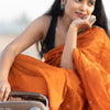 Unique Orange Cotton Silk Saree With Energetic Blouse Piece