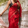 Efflorescence Red Cotton Silk Saree With Lagniappe Blouse Piece