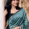 Classy Sea Green Cotton Silk Saree With Gratifying  Blouse Piece