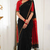 Embellished Black Cotton Silk Saree With Ethereal Blouse Piece