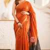 Sophisticated Orange Cotton Silk Saree With Elegant Blouse Piece
