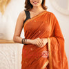 Sophisticated Orange Cotton Silk Saree With Elegant Blouse Piece