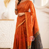 Sophisticated Orange Cotton Silk Saree With Elegant Blouse Piece