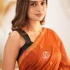 Sophisticated Orange Cotton Silk Saree With Elegant Blouse Piece