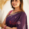Flattering Purple Cotton Silk Saree With Extraordinary Blouse Piece