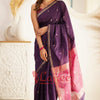 Flattering Purple Cotton Silk Saree With Extraordinary Blouse Piece