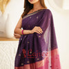 Flattering Purple Cotton Silk Saree With Extraordinary Blouse Piece