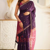Flattering Purple Cotton Silk Saree With Extraordinary Blouse Piece